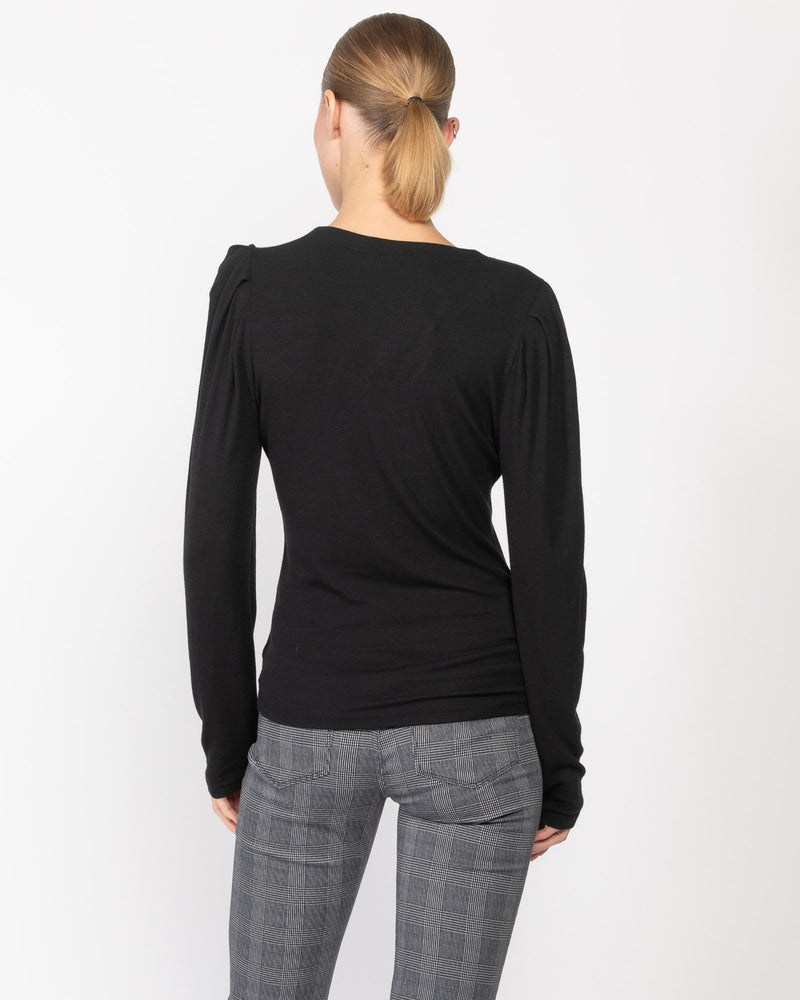 Rib Long Sleeve Ruched Henley