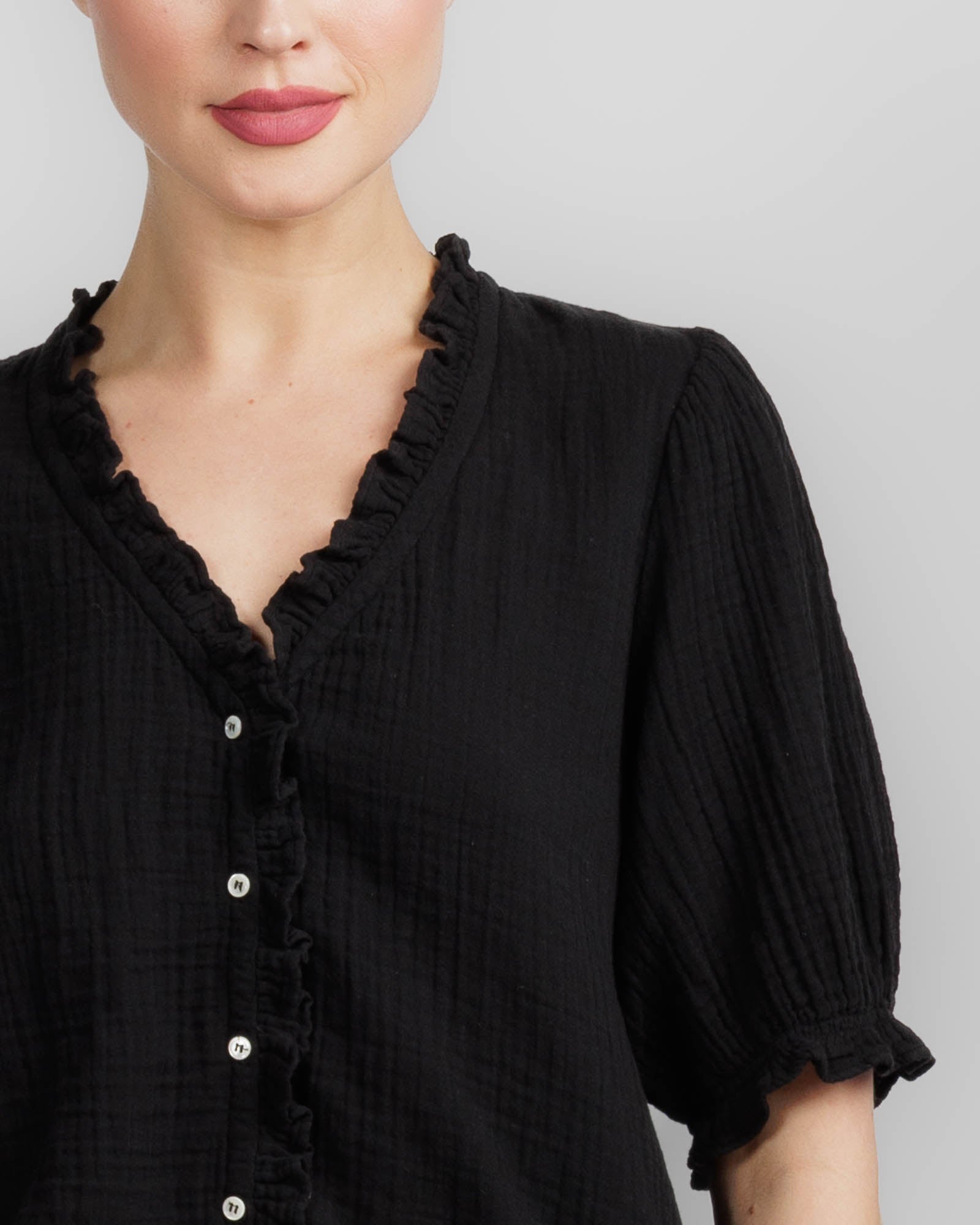 Black Jenna Gauze Shirt