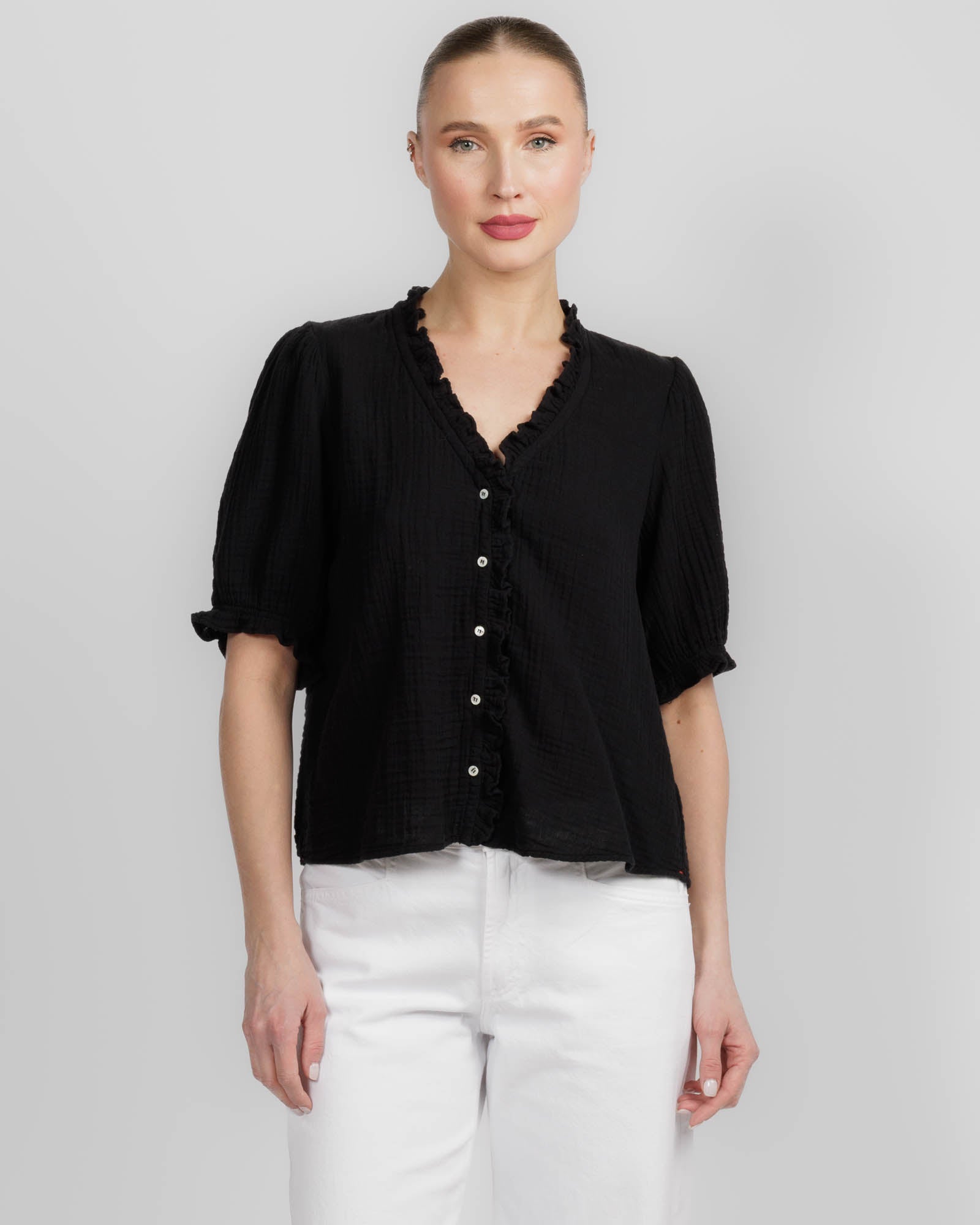 Black Jenna Gauze Shirt