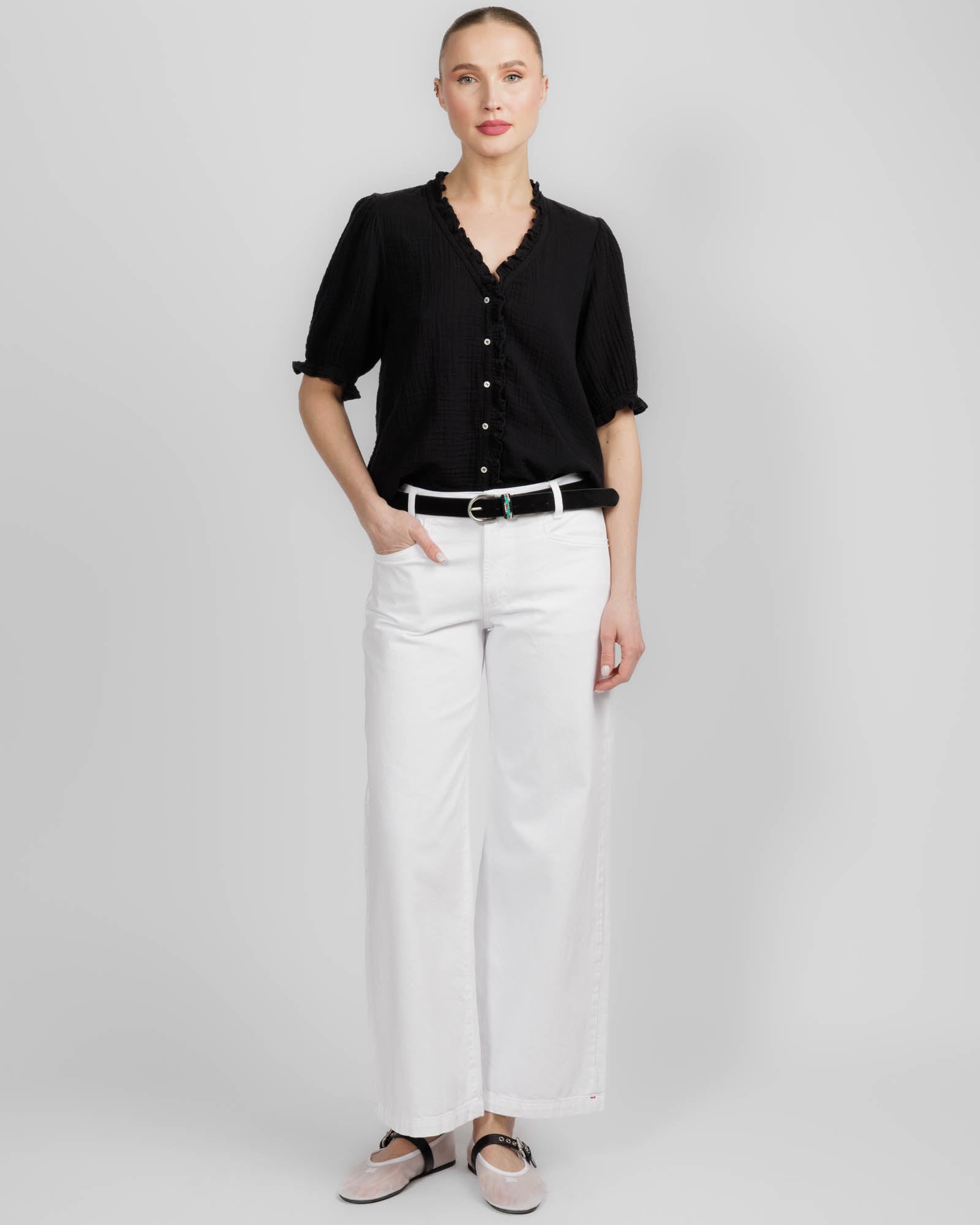 Black Jenna Gauze Shirt