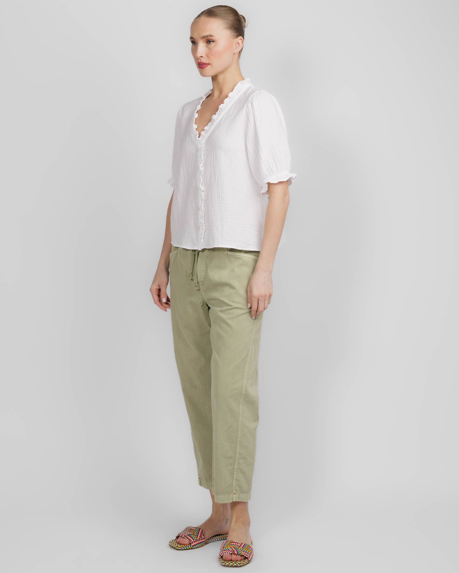 White Jenna Gauze Shirt