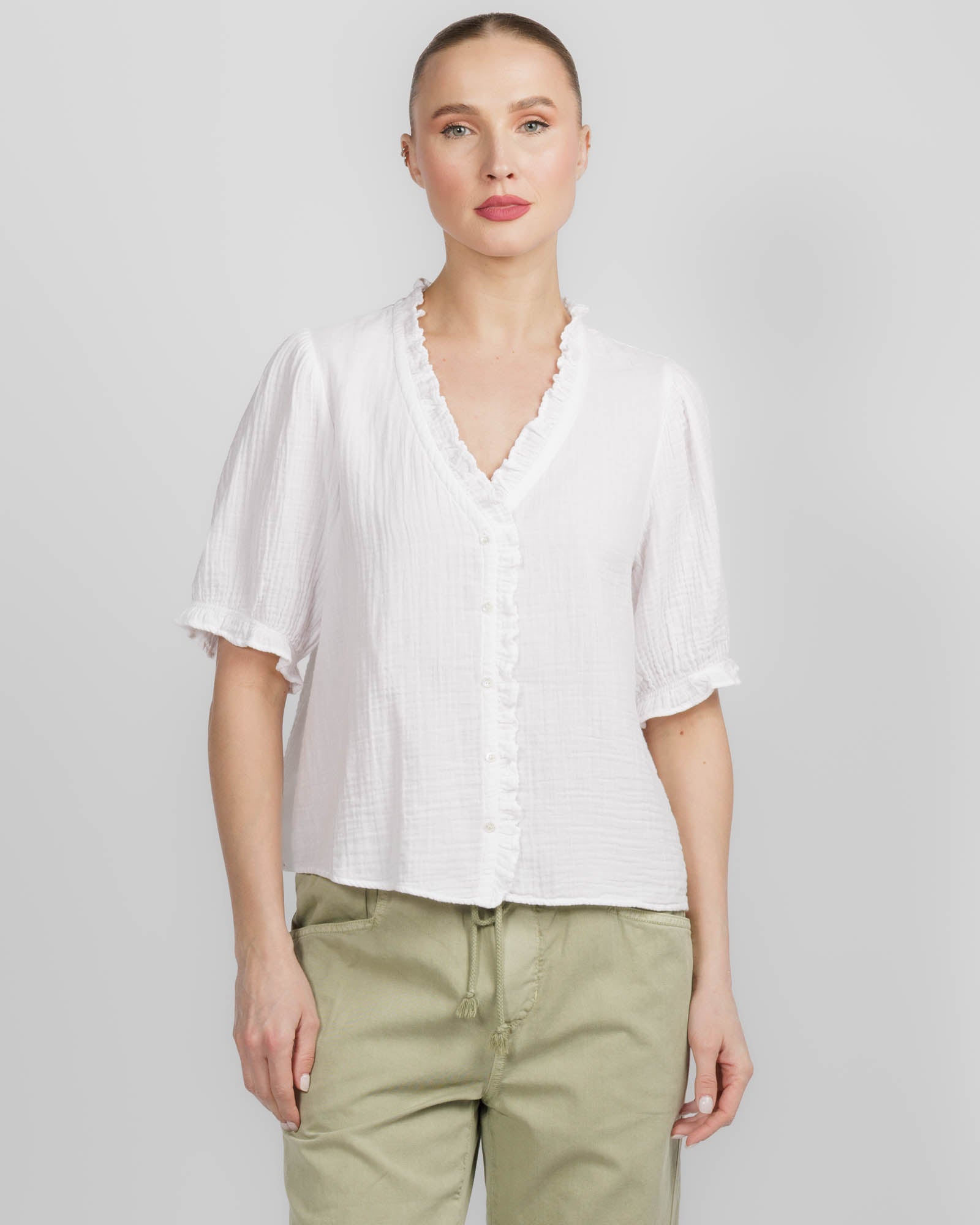 White Jenna Gauze Shirt