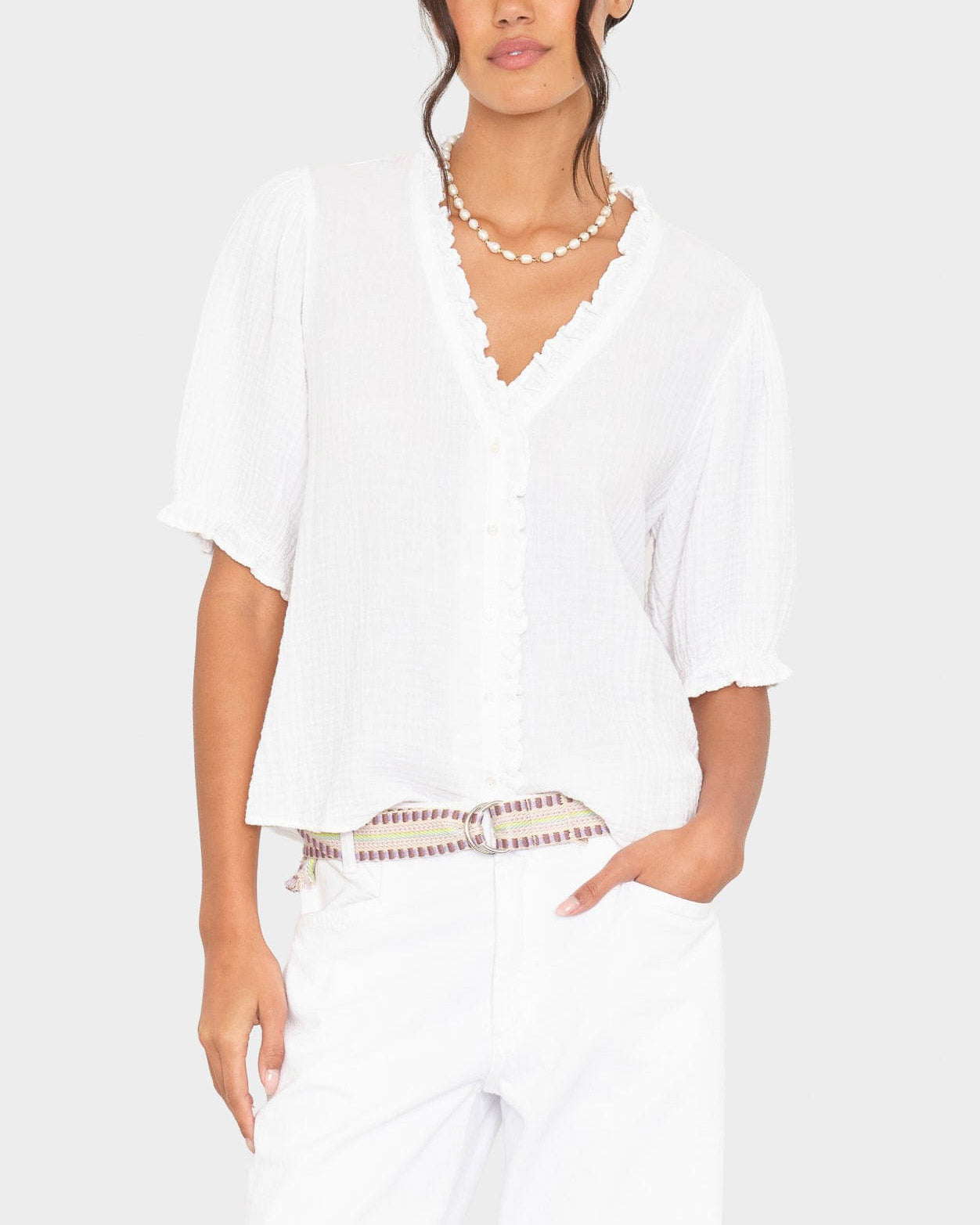 White Jenna Gauze Shirt