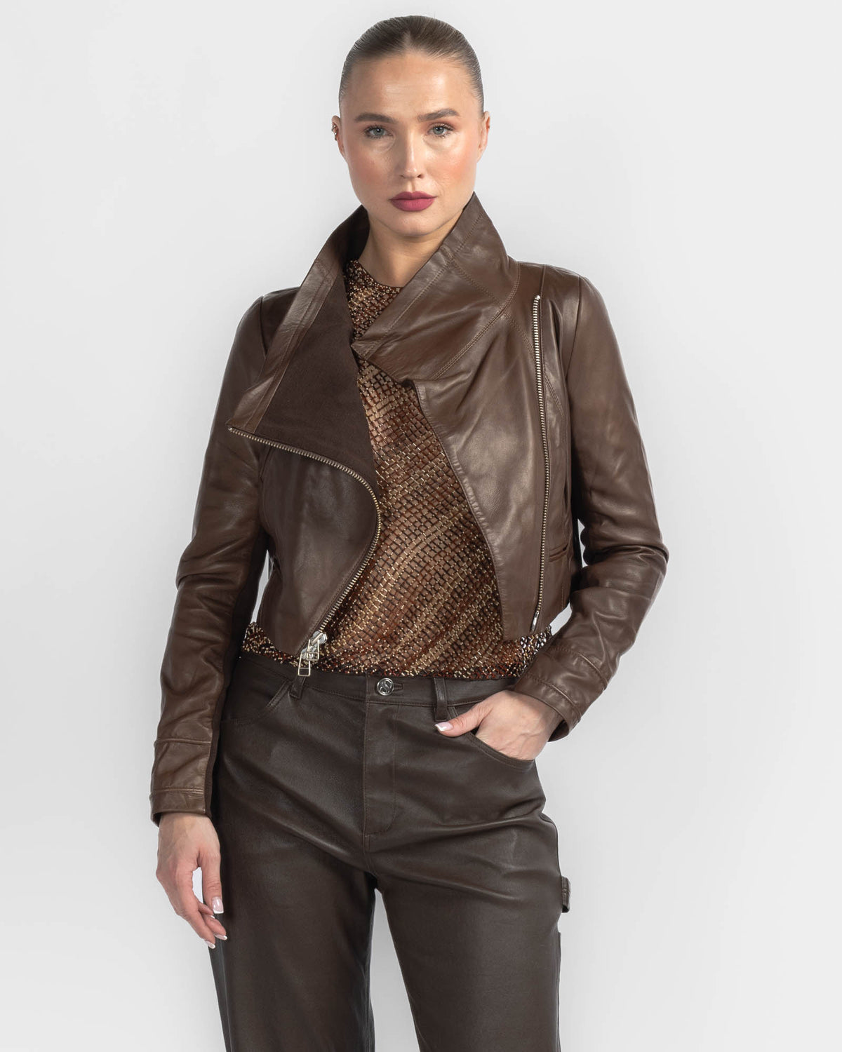 Crop Leather Jacket