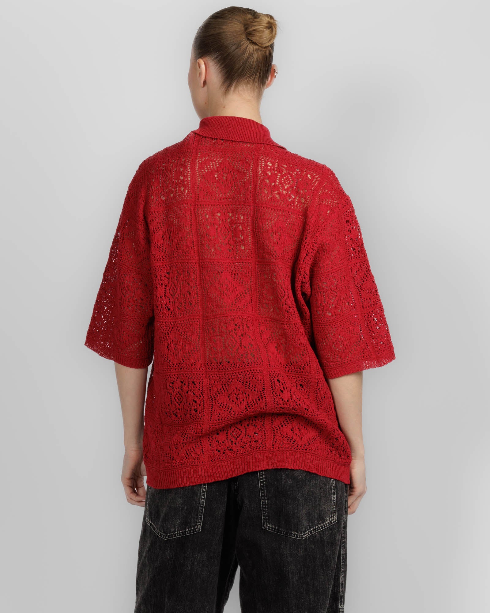 Open Collar Knit Shirt