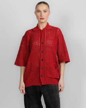 Open Collar Knit Shirt