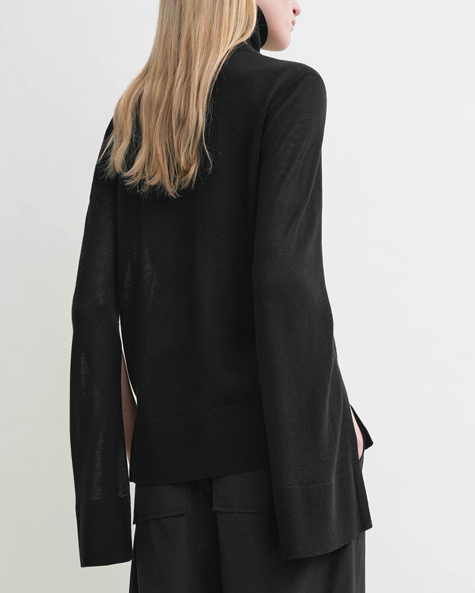 Slit Sleeve Turtleneck