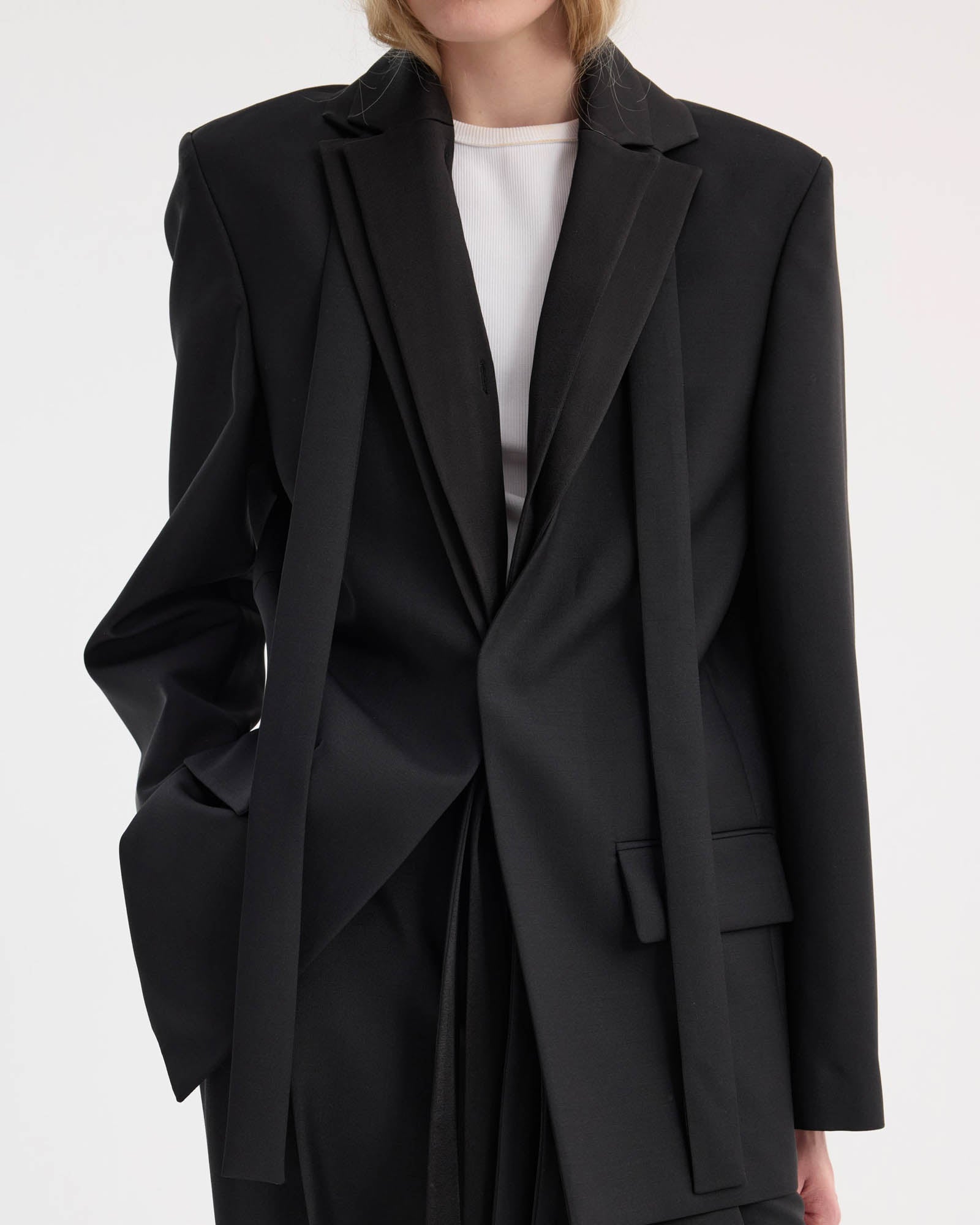 Deconstructed Satin Lapel Suit