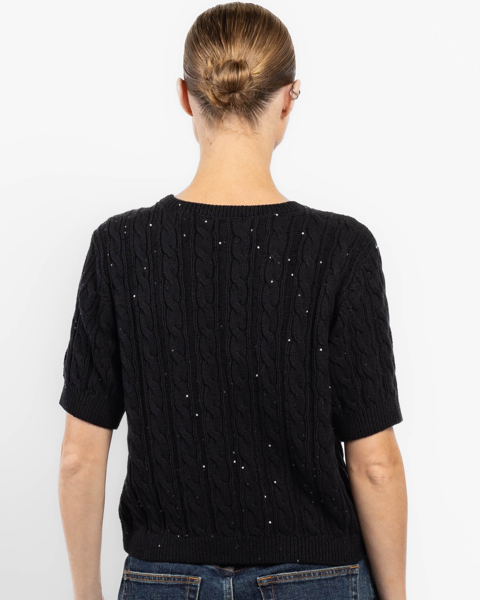 FRAME Sequin Gathered Sweater