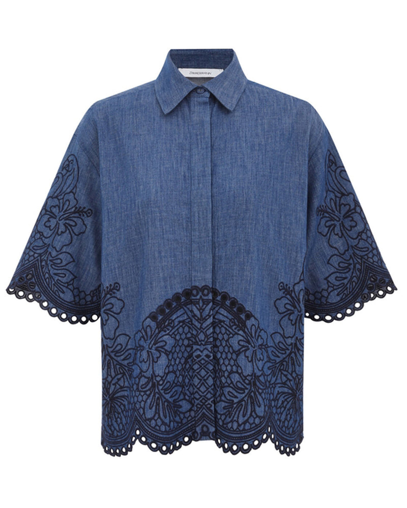 Coco Embroidered Denim Shirt