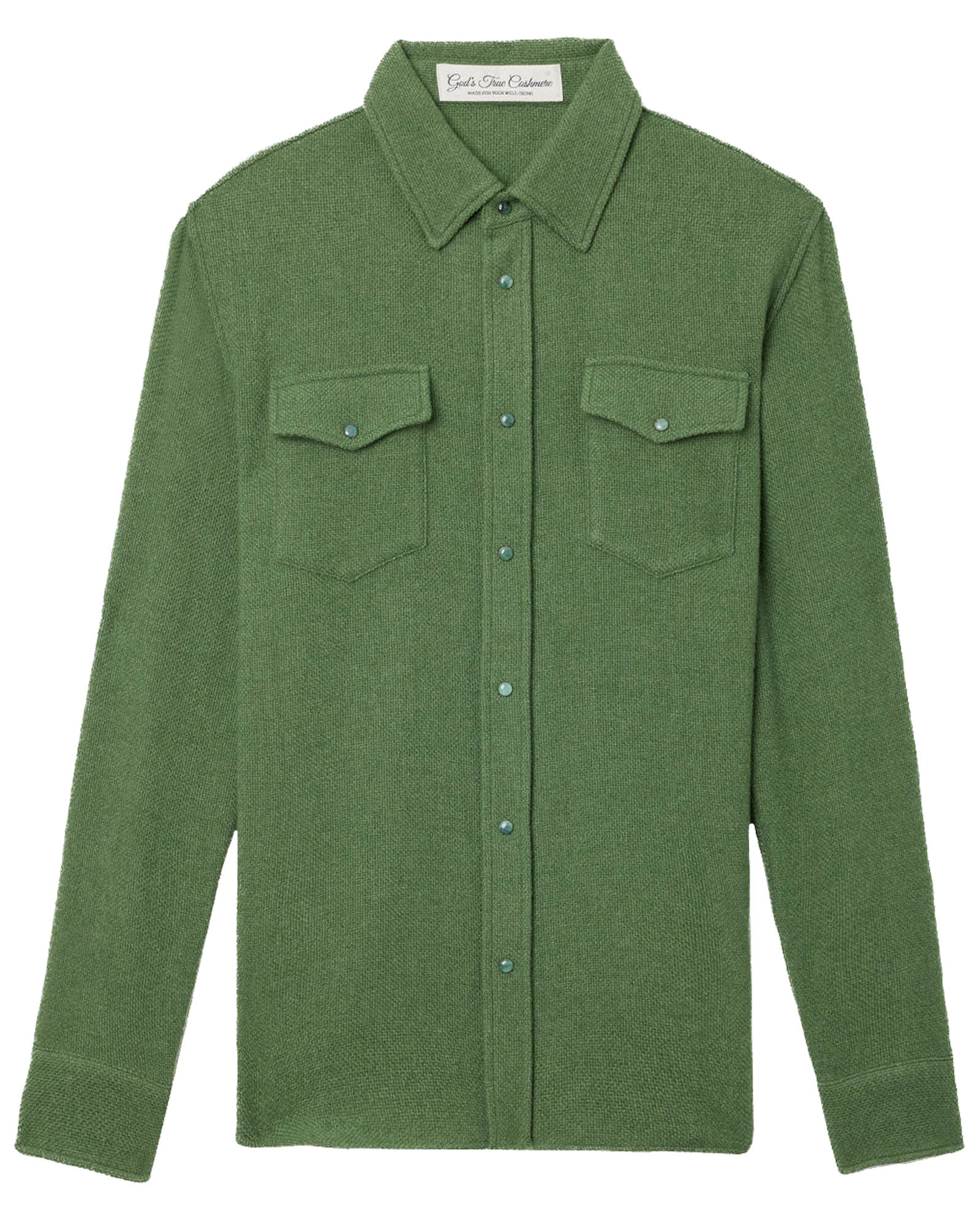 Chemise en cachemire vert saule