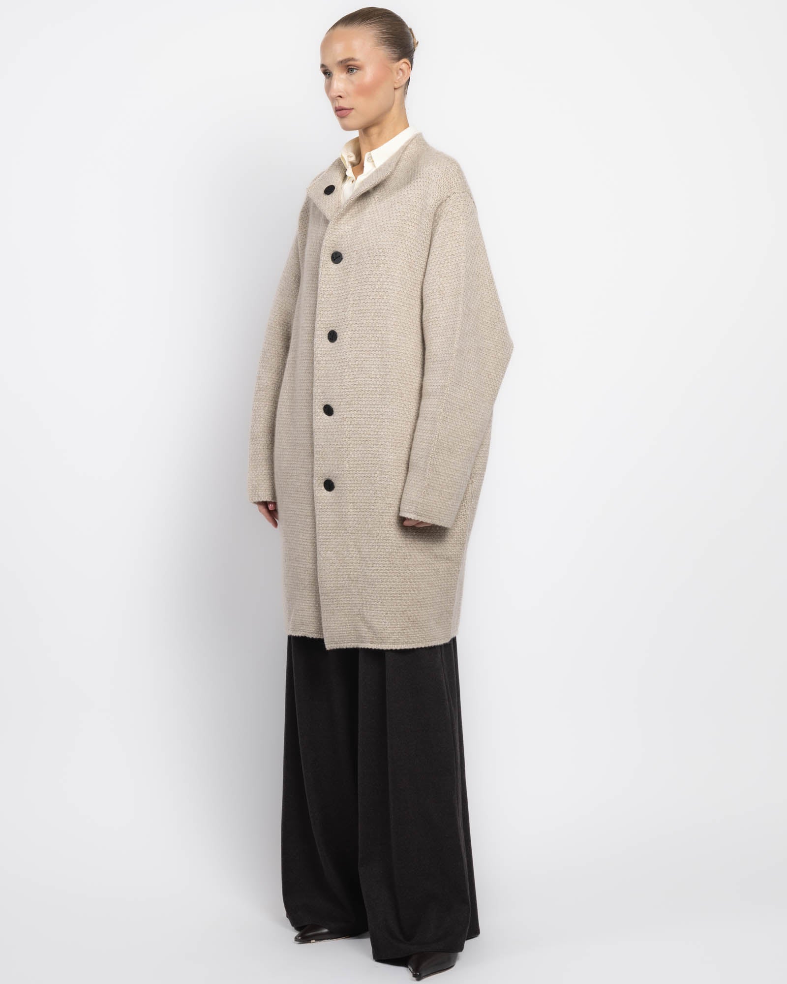 Knit Long Wrap Coat