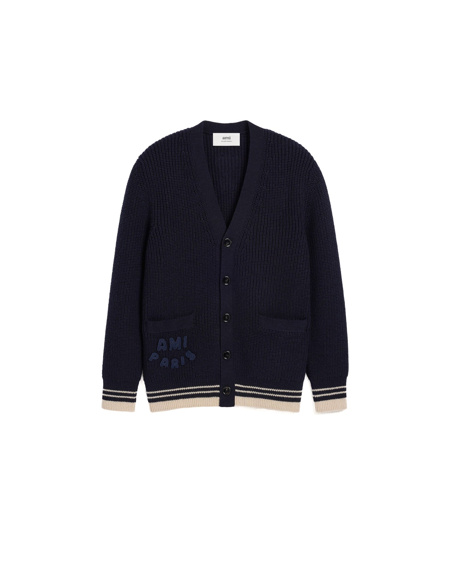 AMI ALEXANDRE MATTIUSSI Ribbed Cardigan