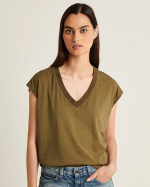 T-shirt Dolman à manches courtes et col en V