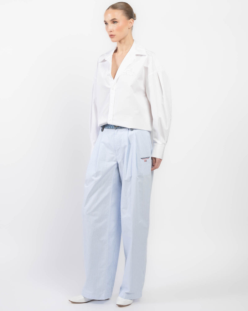 Oxford Pants With Denim Waist