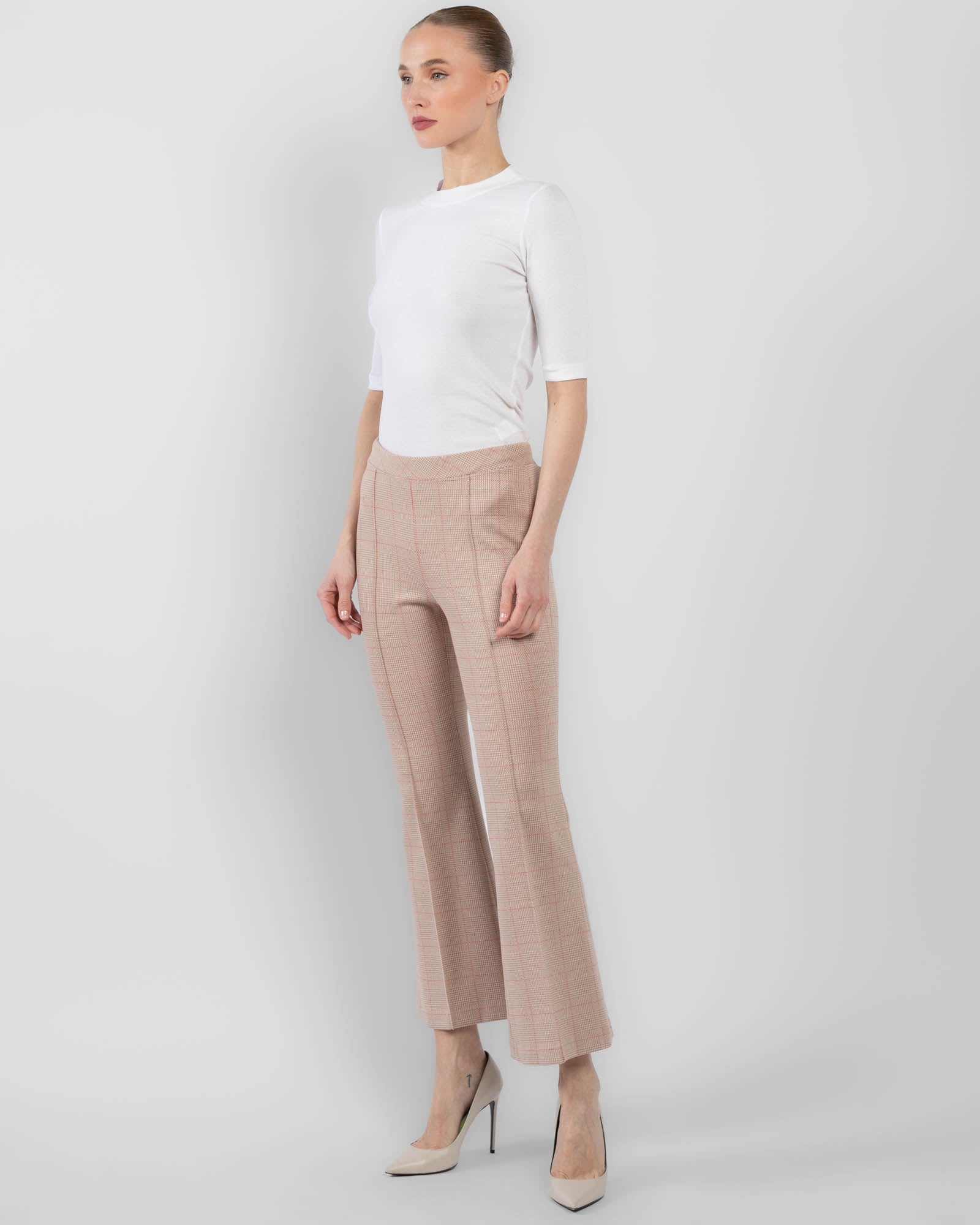 Pantalon évasé à carreaux