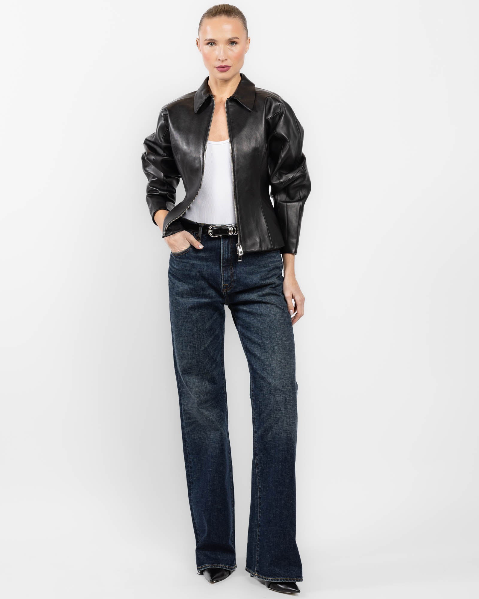 Veste en cuir ajustée