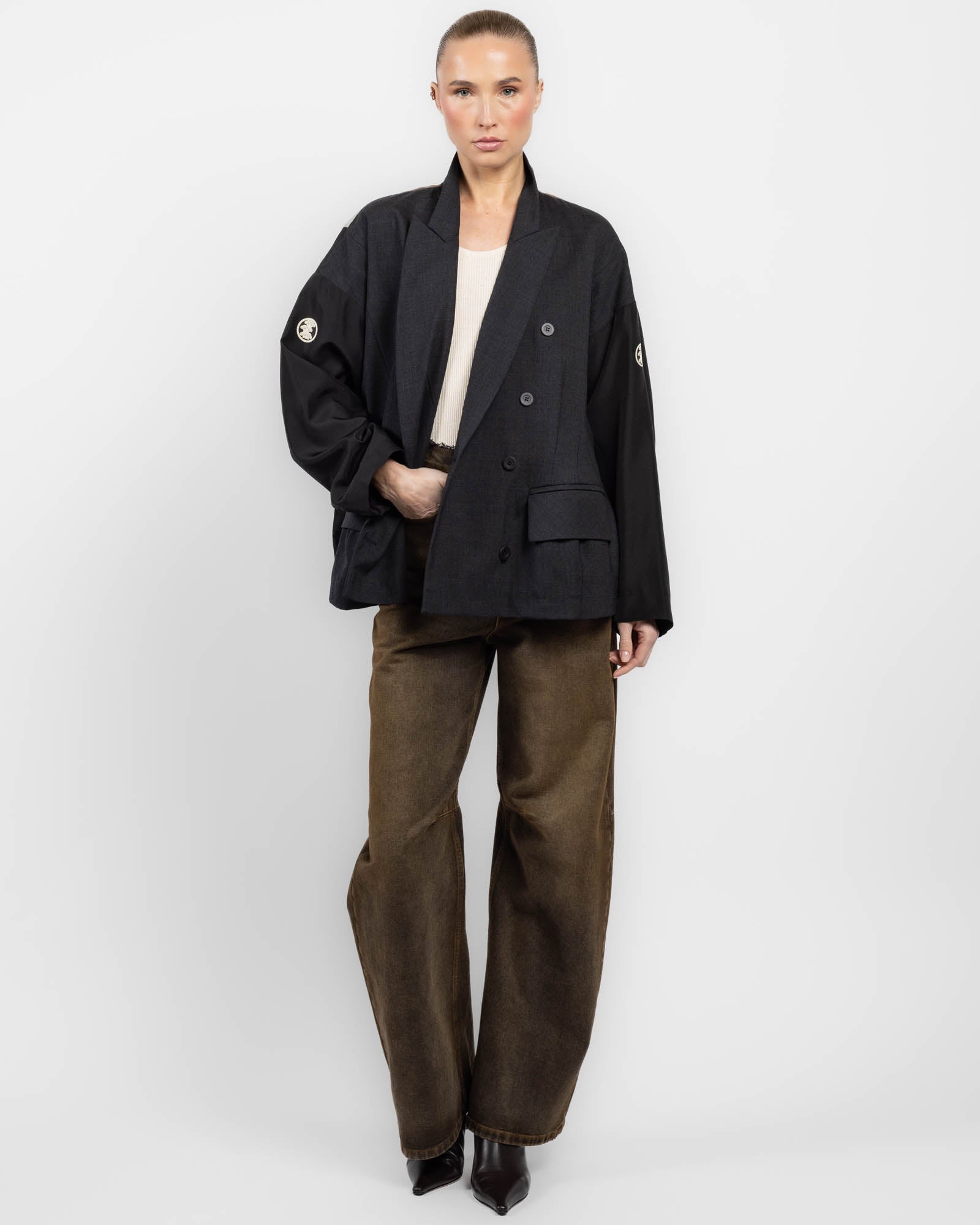 Veste kimono aviateur à double boutonnage