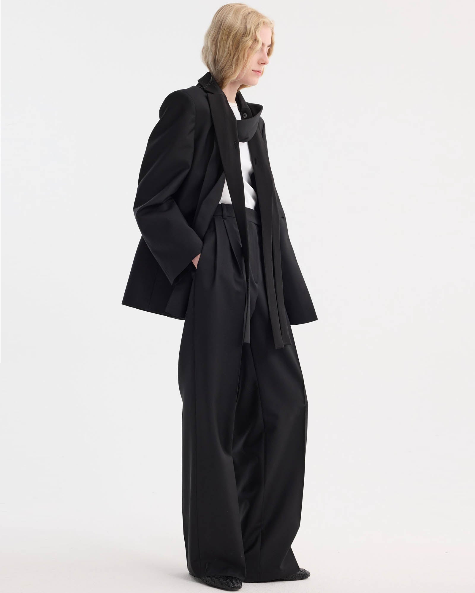 Deconstructed Satin Lapel Suit