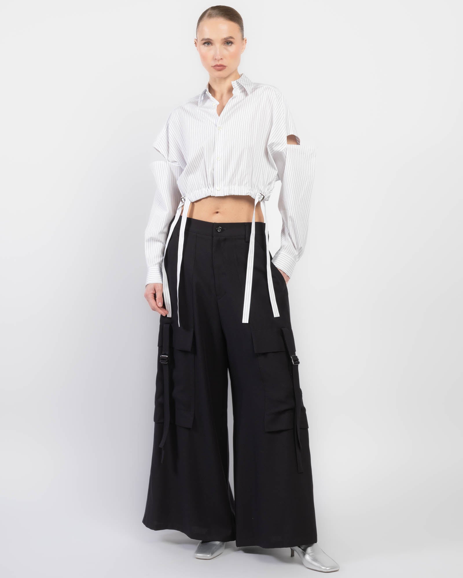 Double Belt Crop Shirt