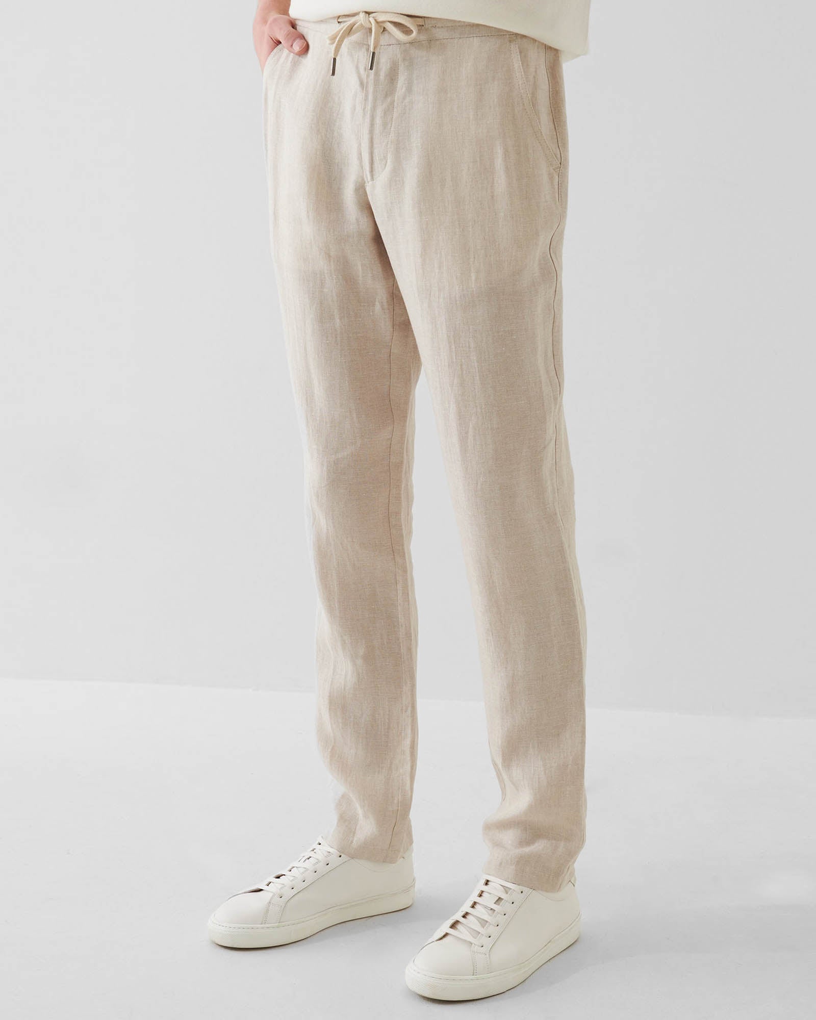Pantalon en lin avec cordon de serrage