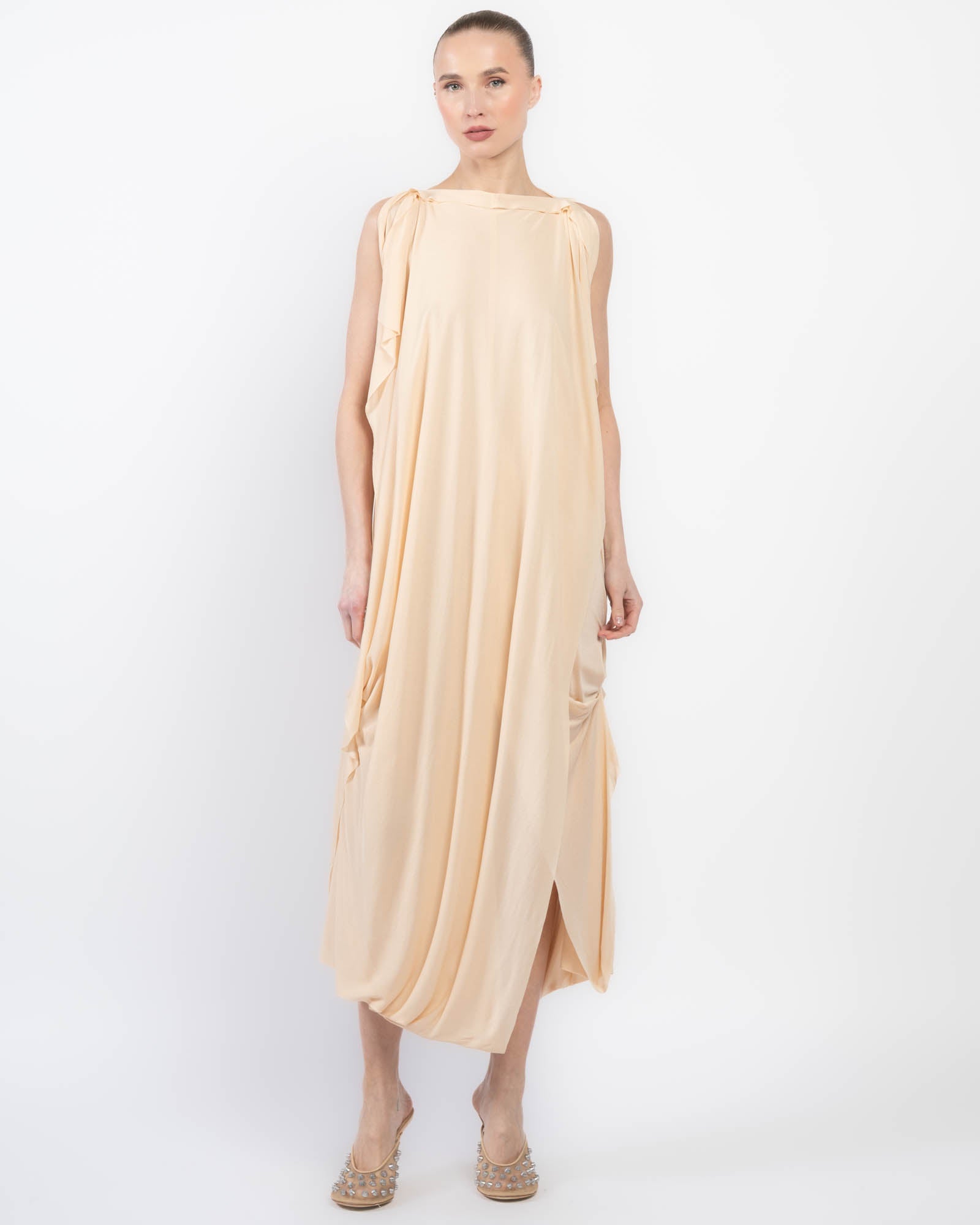 Robe drapée transparente