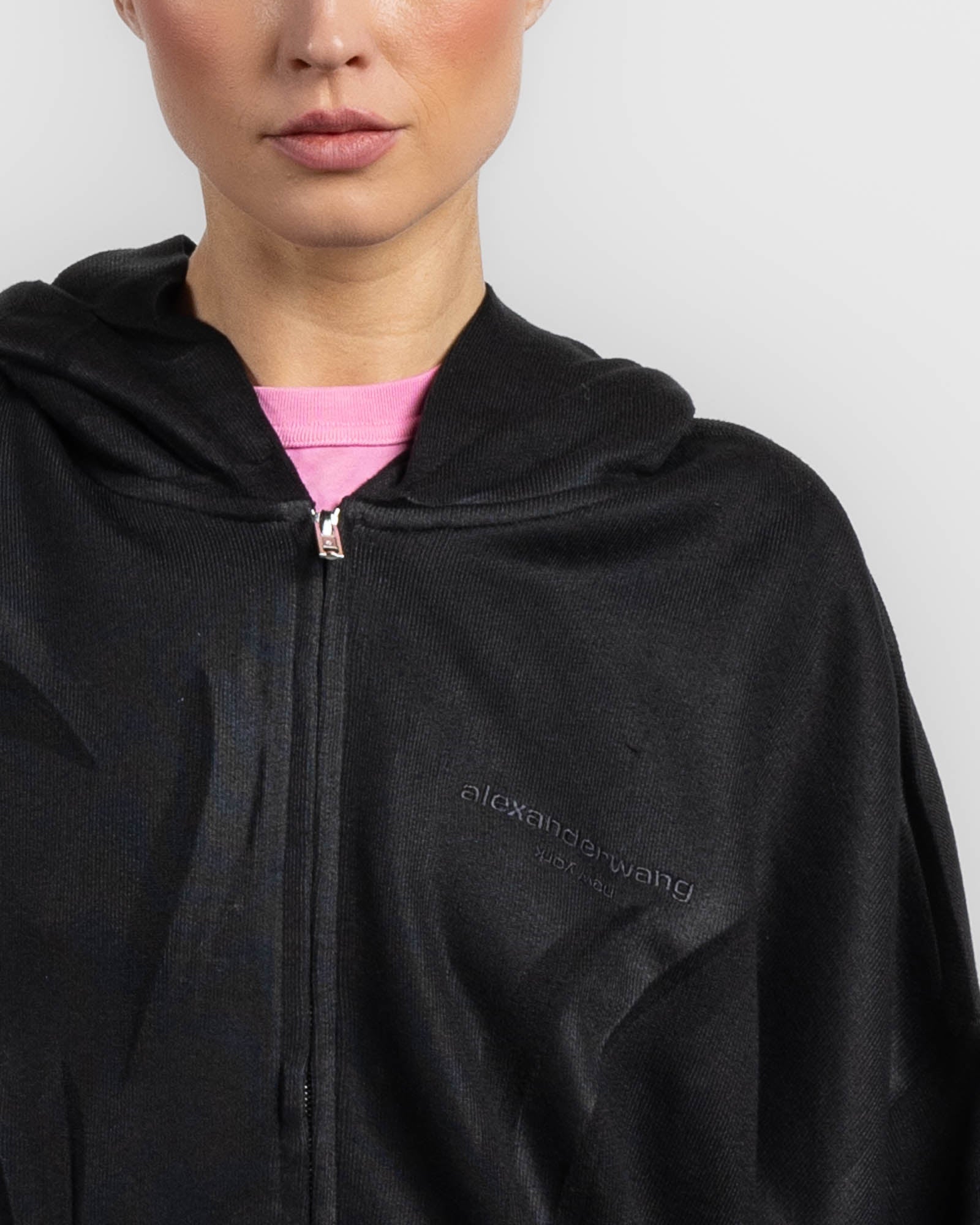 Sweat à capuche zippé froissé