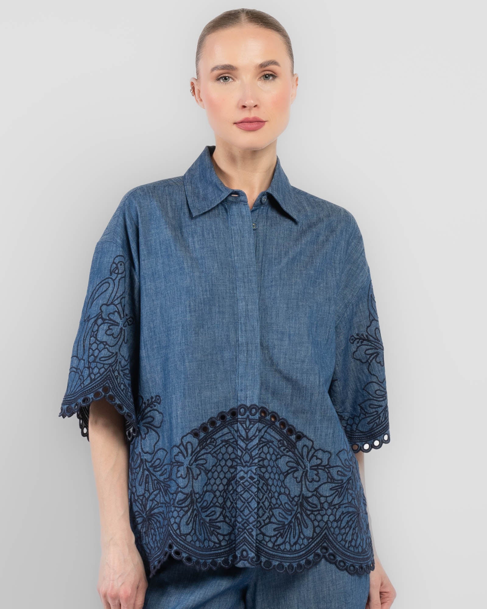 Coco Embroidered Denim Shirt