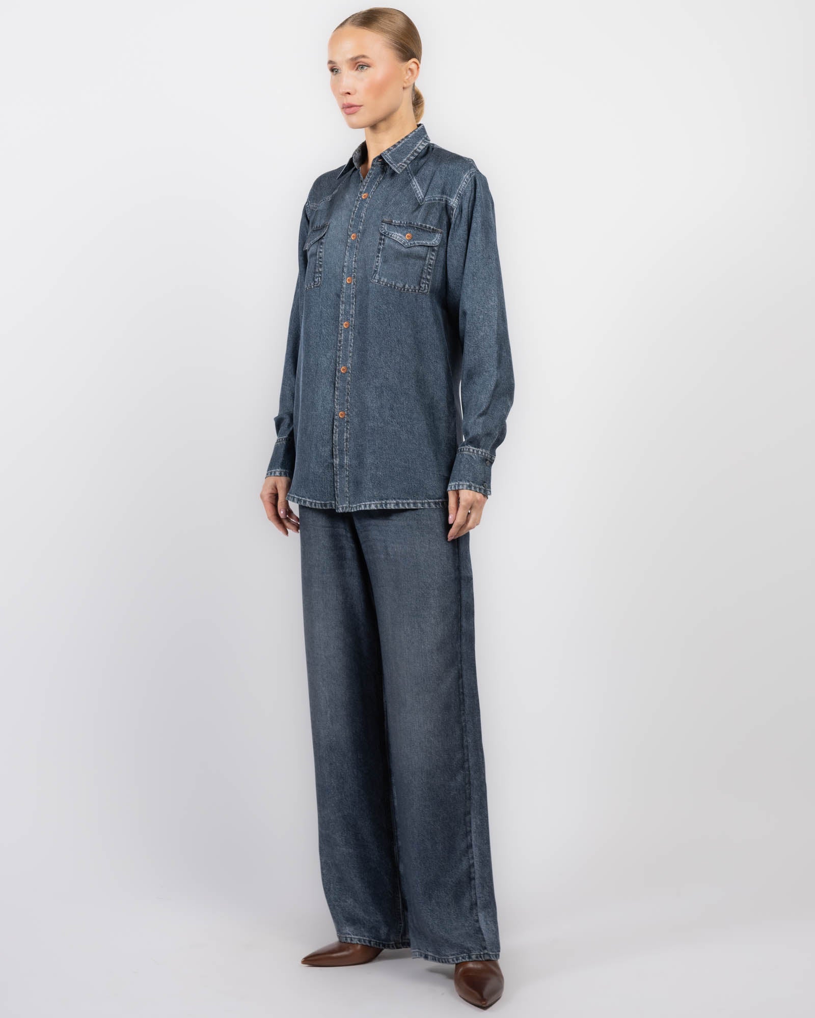 Chemise en jean à manches longues