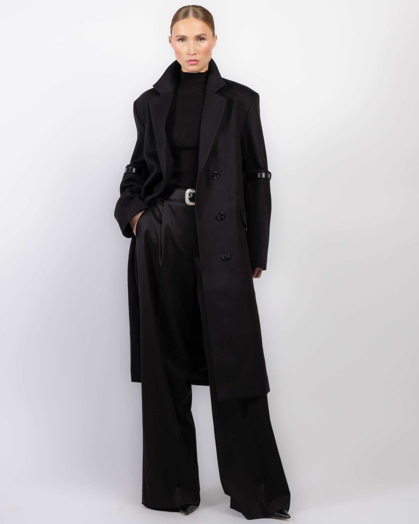 Manteau ceinturé avec logo