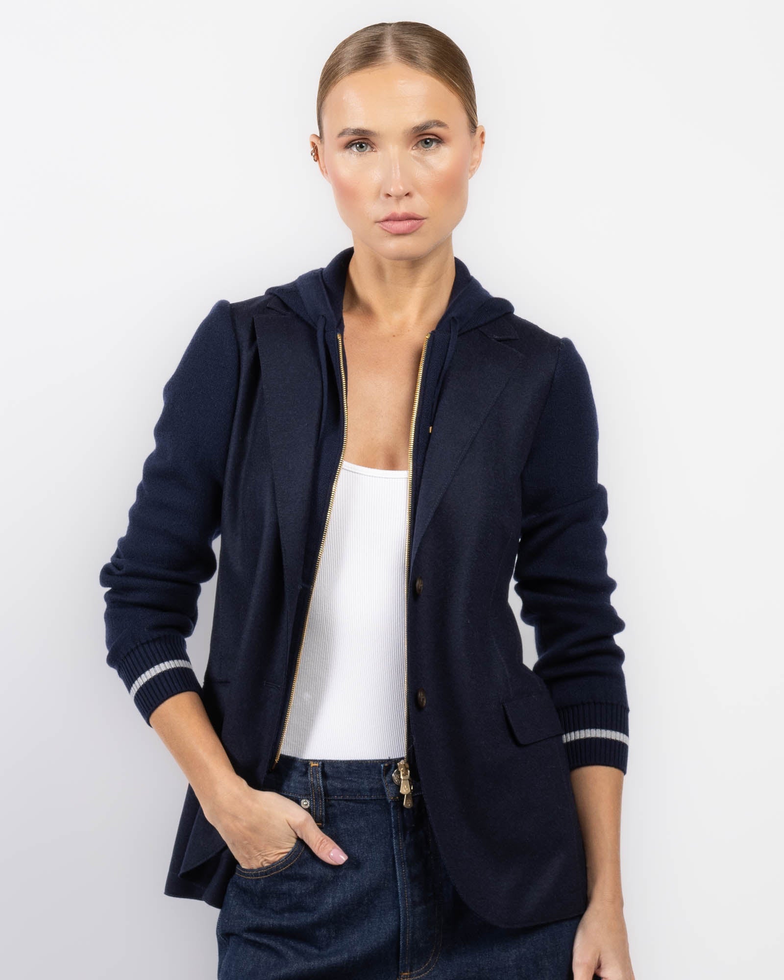 Hooded Single Breasted Blazer