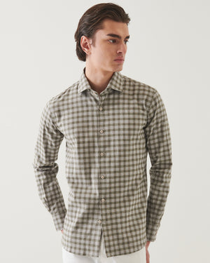 Chemise à col italien à carreaux