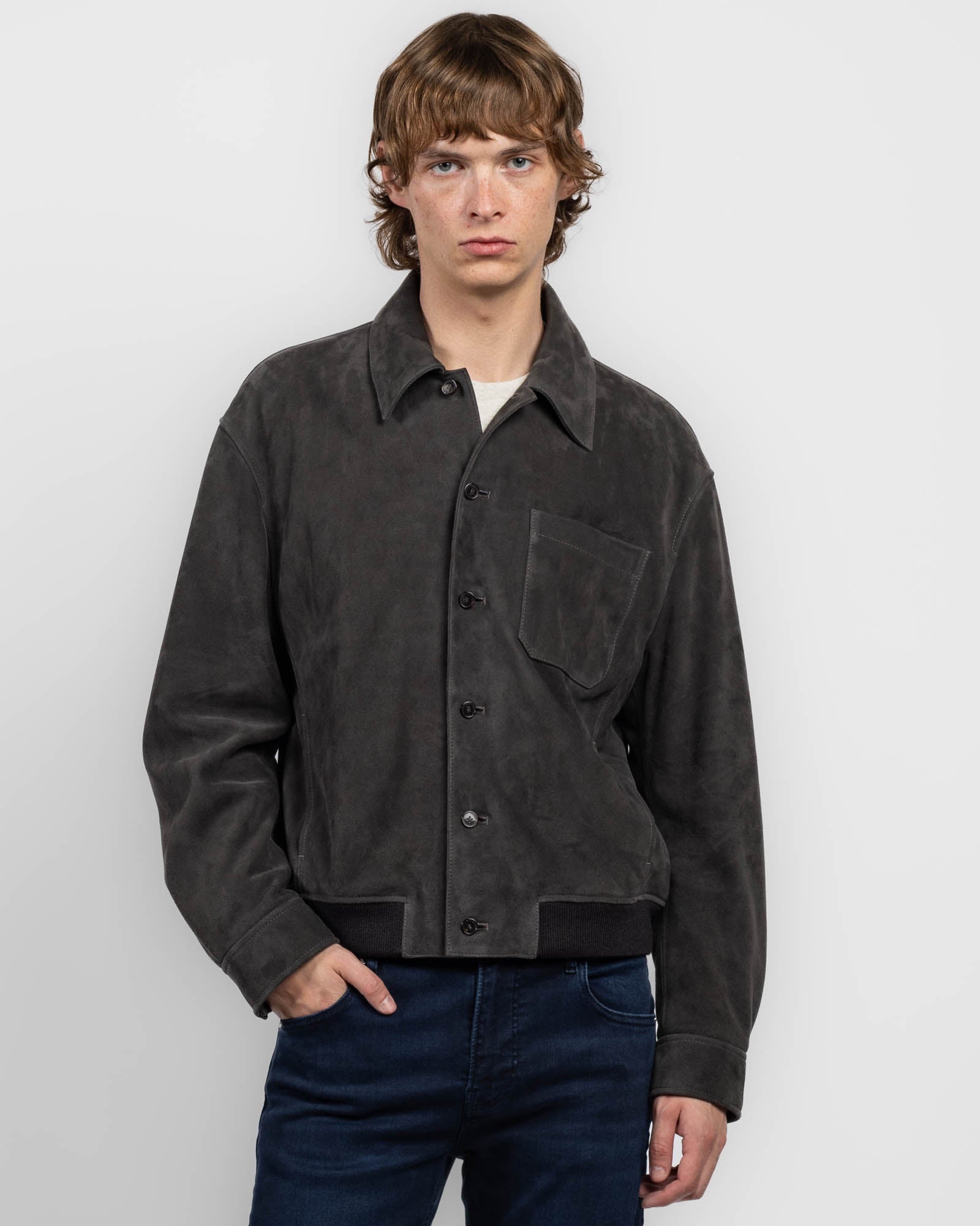 Blouson aviateur en daim