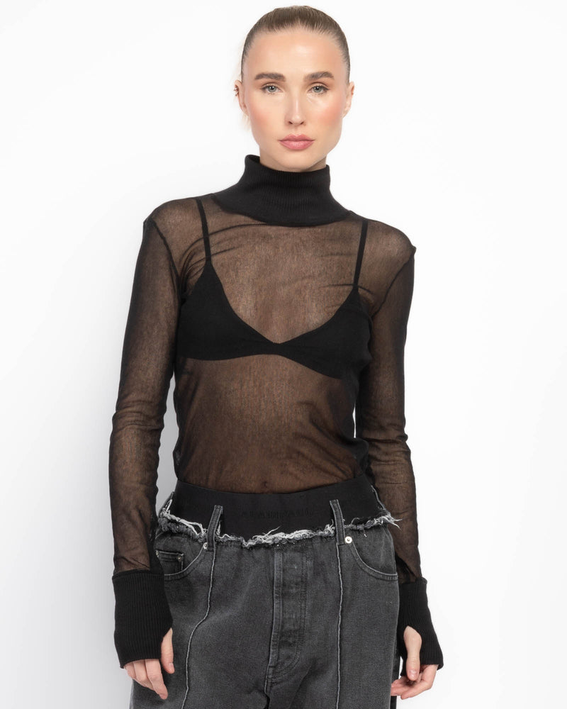 Mesh Long Sleeve Turtleneck