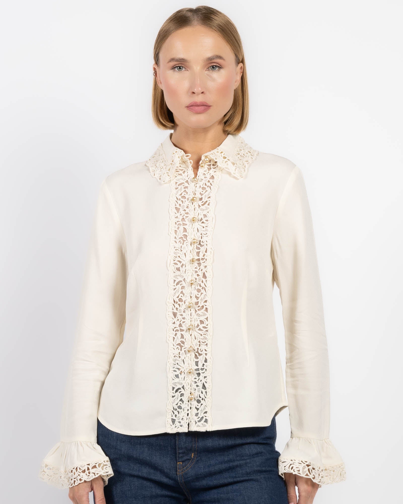 Chemise à bordure en dentelle