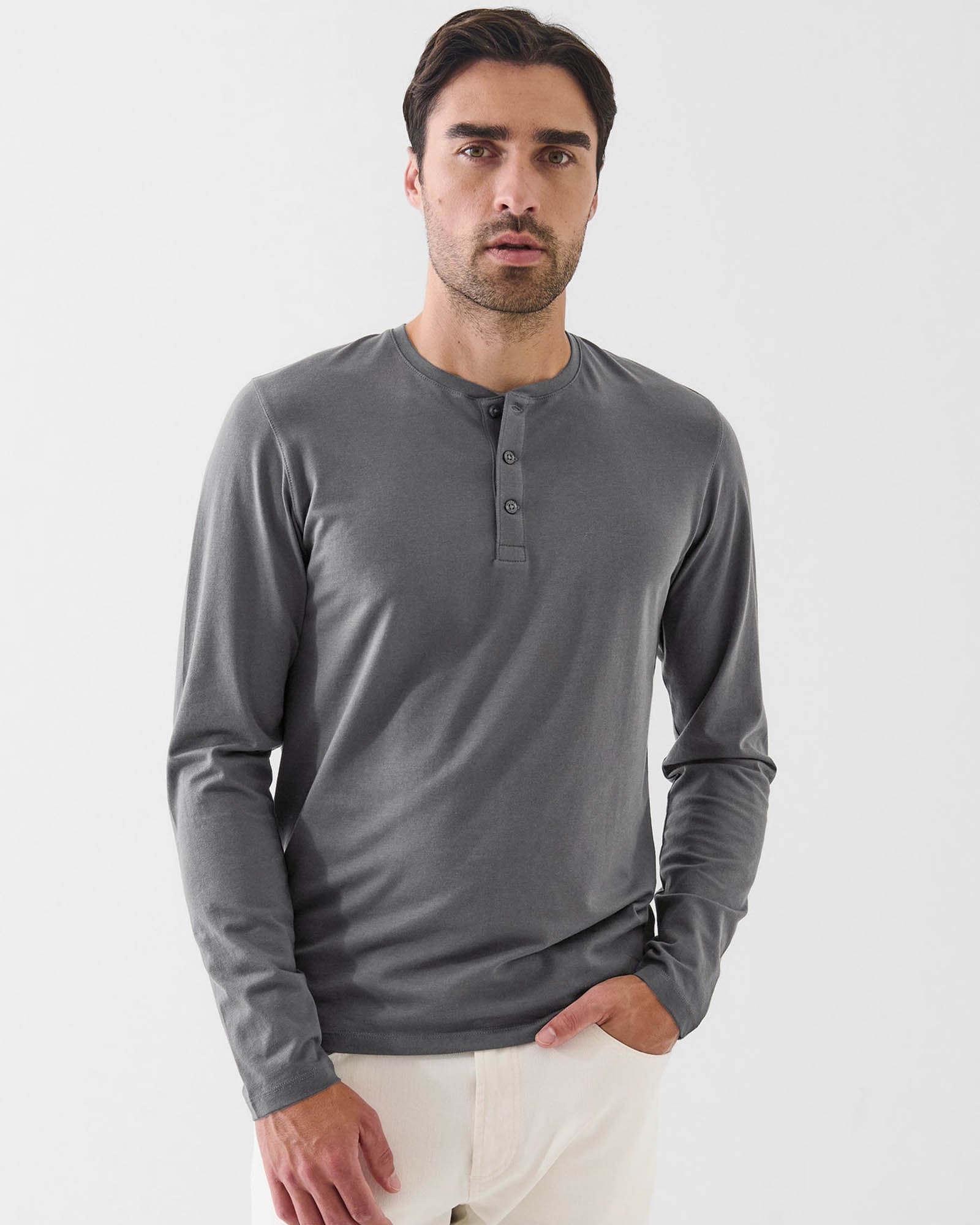Long Sleeve Stretch Henley Shirt
