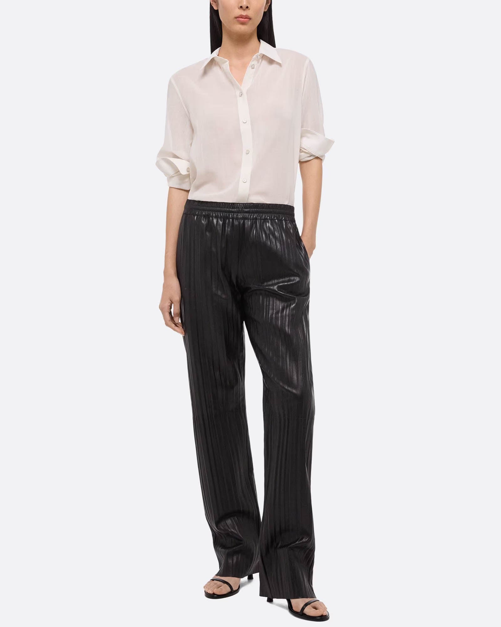 Pleated Leather Car Pants