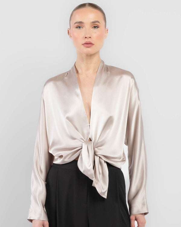 Long Sleeve Tie Front Top