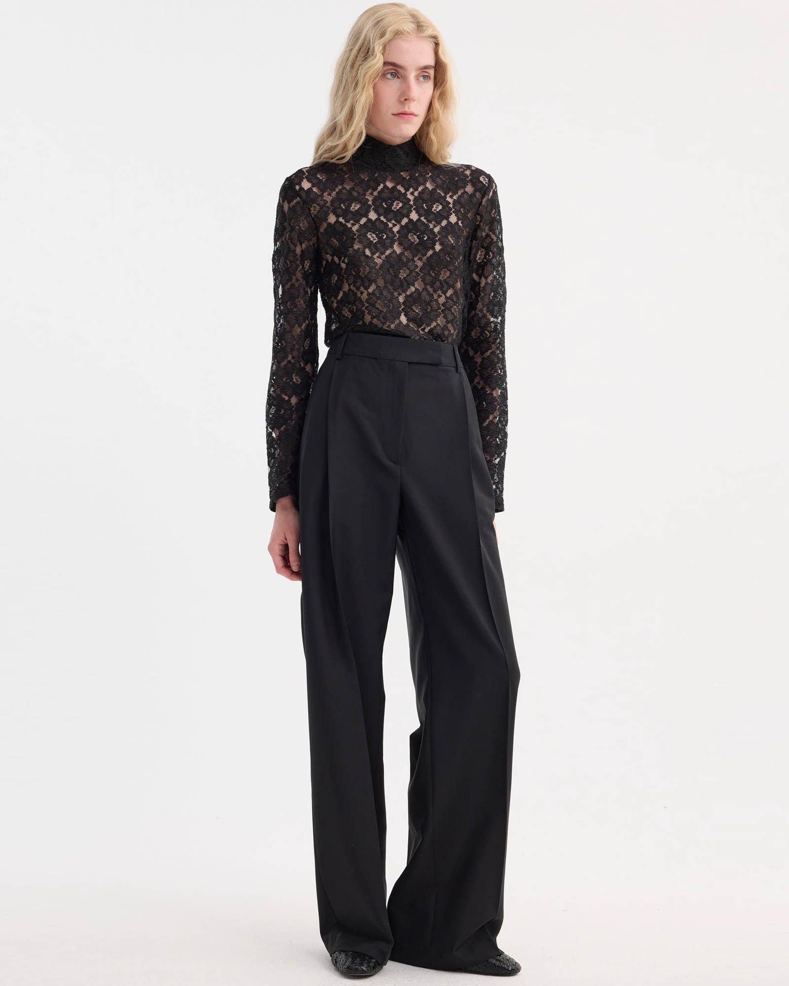 Lace Turtleneck Top
