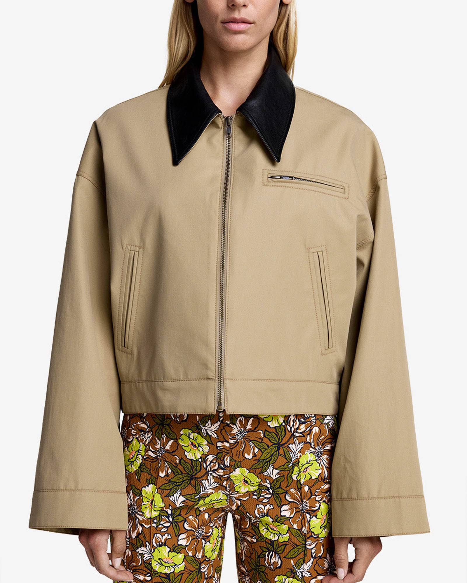 Leather Block Jacket