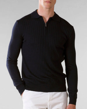 Ribbed Zipper Polo