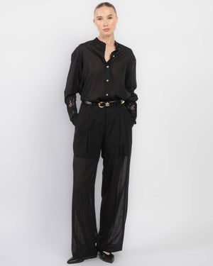 Floral Embroidery Voile Shirt