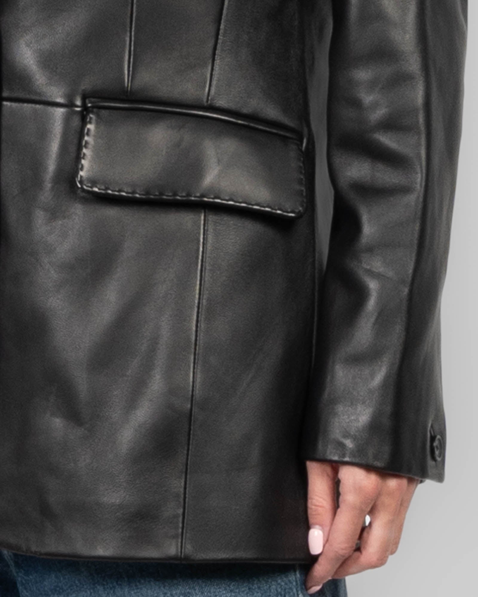 Blazer en cuir cendré