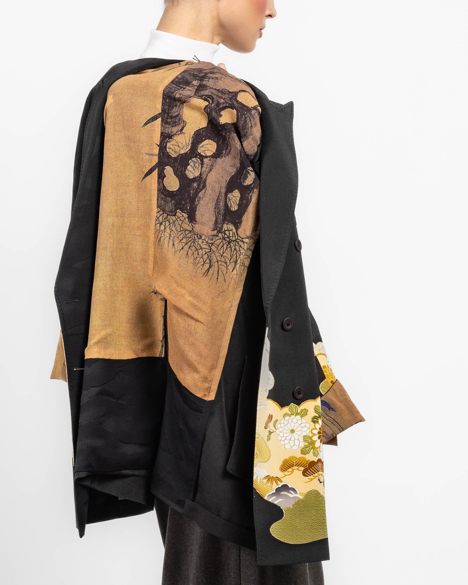 Flared Double-Breasted Kimono Jacket