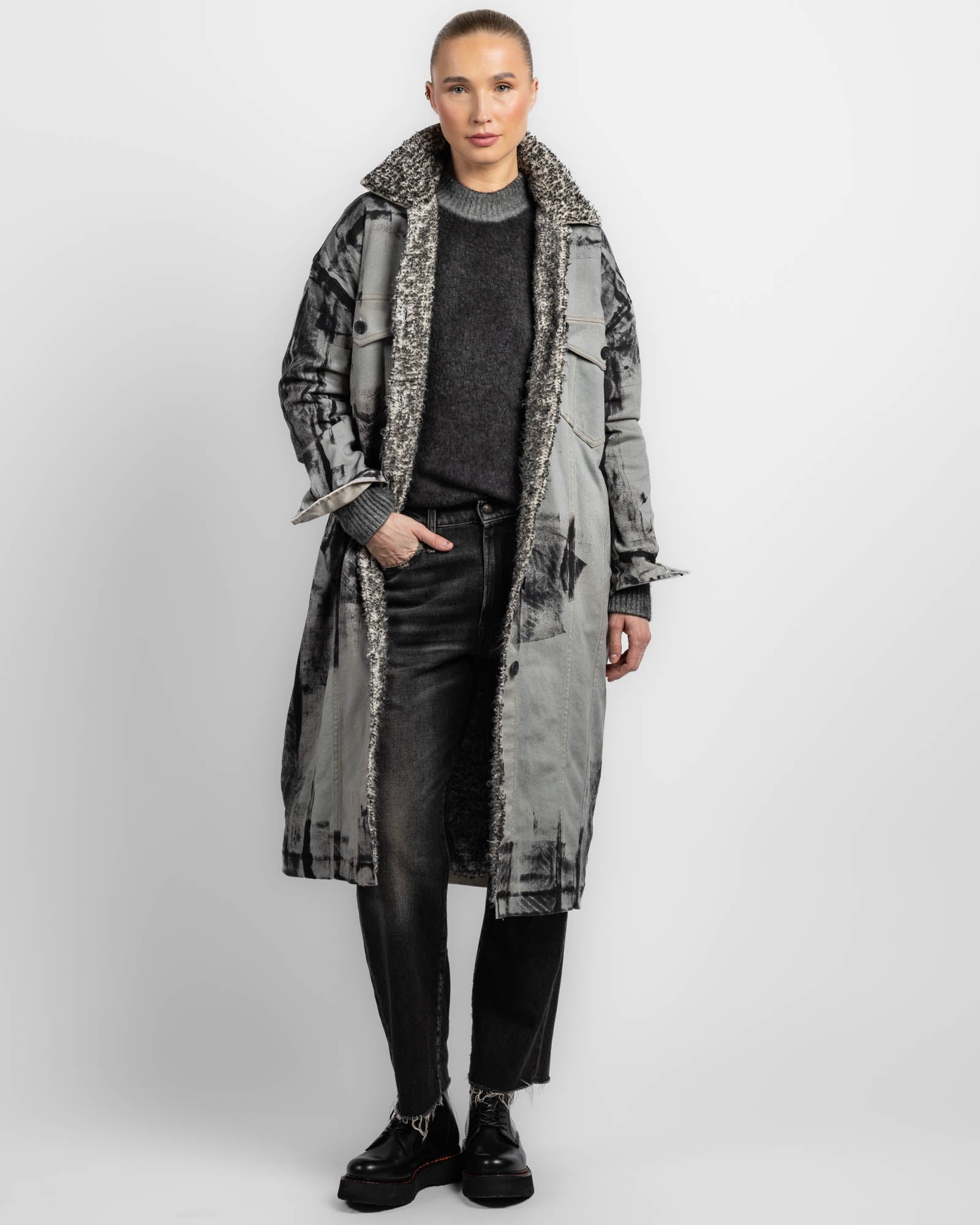 Manteau long en jean