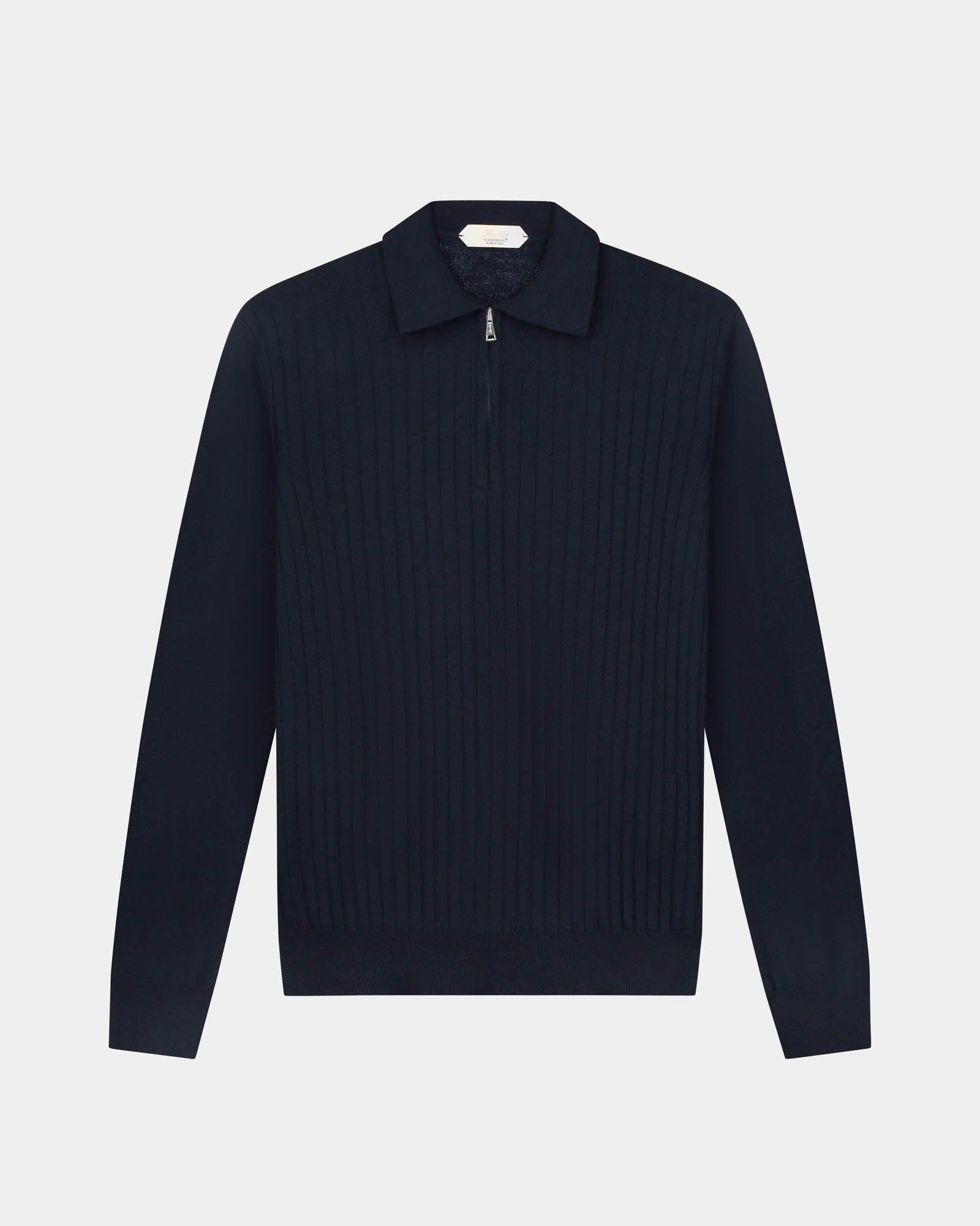 Ribbed Zipper Polo
