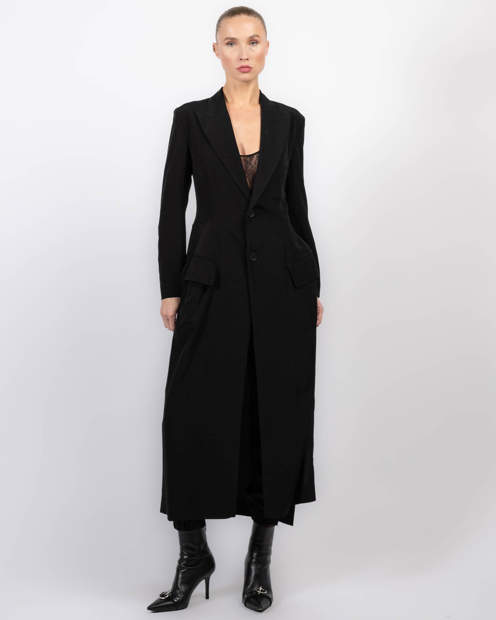 YOHJI YAMAMOTO Back Lace Up Coat