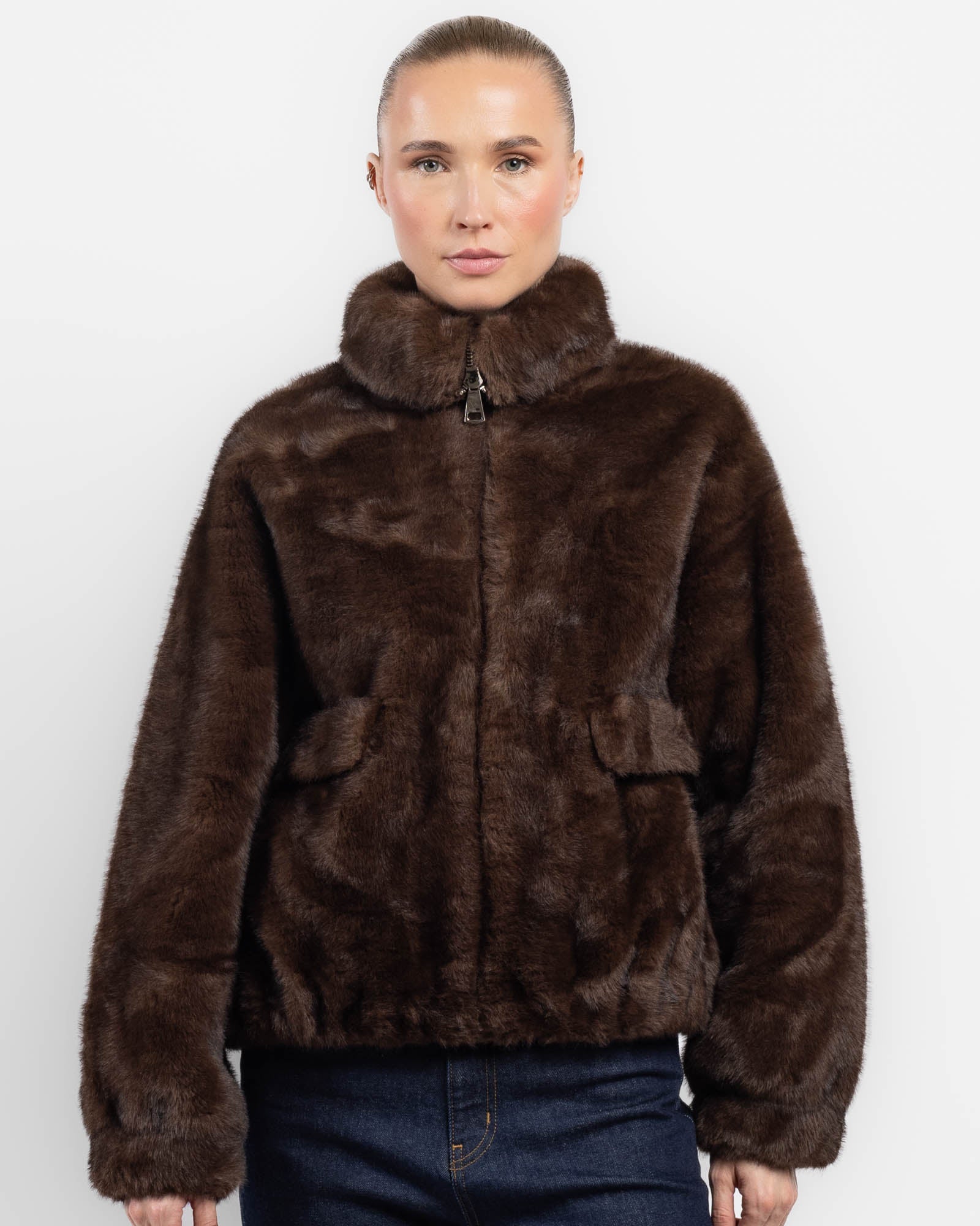 Blouson aviateur en fausse fourrure