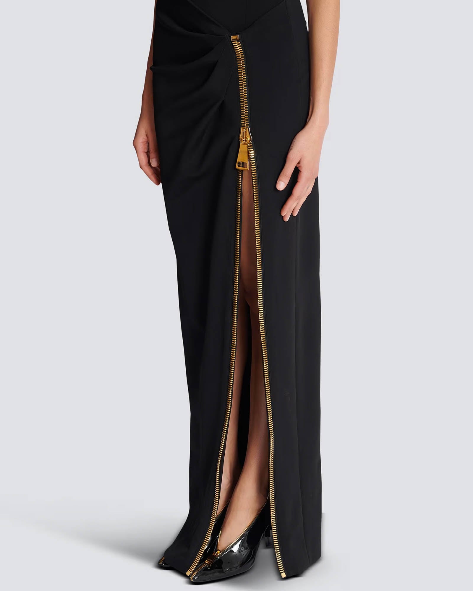 Zipped Slit Long Dress