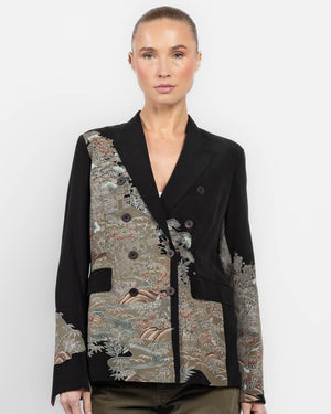 Double-Breasted Overdyed Kimono Jacket